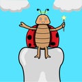 Vector Of Mascot beetle sit on Big Teeth and Sky Background Royalty Free Stock Photo