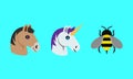 CUTE ANIMALS PET LOW POLY LOGO ICON HORSE BEE