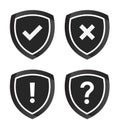 Shield tick cross exclamation question mark icon Royalty Free Stock Photo