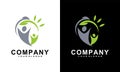 Human with leaf logo concept, medical clinic, healthy family logo, people health care and medicine Royalty Free Stock Photo