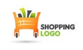 Shopping cart logo speed online selling market shipping buy and sell shop retail whole sale store check out more go icon vector