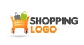 Shopping cart logo speed online selling market shipping buy and sell shop retail whole sale store check out more go icon vector