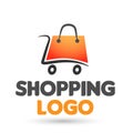 Shopping cart and bag logo online selling market shipping buy and sell shop retail whole sale store check out  more go icon vector Royalty Free Stock Photo