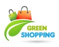 Shopping bags colorful green leaf eco fresh market shipping buy and sell shop retail sale store check out company of business Royalty Free Stock Photo