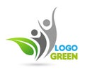 People Leaf green eco fresh logo organic wellness plant ecology world nature design icon vector