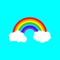 Rainbow icon. Colorful rainbows with cloud, Vector illustration