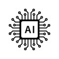 Artificial intelligence icon set in line style, machine learning, smart robotic and cloud computing network digital AI technology: Royalty Free Stock Photo