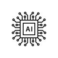 Artificial intelligence icon set in line style, machine learning, smart robotic and cloud computing network digital AI technology: Royalty Free Stock Photo