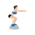 Woman doing Bosu ball static balance exercise.