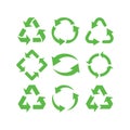 Recycle icon set, Recycle Recycling symbol. Vector illustration. Isolated on white background Royalty Free Stock Photo