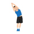 Man doing standing side bend stretch exercise.