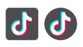 Tik Tok popular social media logo icon colored blue pink white abstract vector flat simple illustration isolated white