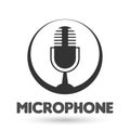 Abstract microphone podcast digital radio audio table broadcast record flat style studio microphone logo icon