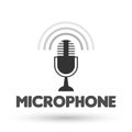Abstract microphone podcast digital radio audio table broadcast record flat style studio microphone logo icon