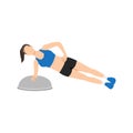 Woman doing Bosu ball side plank exercise.