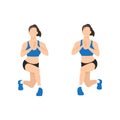 Woman doing Alternating Curtsy lunges exercise.