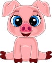 Cartoon cute baby pig sitting Royalty Free Stock Photo