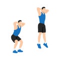 Man doing Jump squat exercise. Flat vector Royalty Free Stock Photo