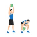 Man doing Medicine ball slams against the floor. Royalty Free Stock Photo