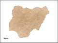 Old vintage paper textured map of Nigeria Country