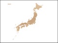 Old vintage paper textured map of Japan Country Royalty Free Stock Photo