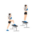 Woman doing Barbell step ups exercise. Royalty Free Stock Photo