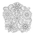 Abstract fantasy flowers and simple doodle pattern on white isolated background. Royalty Free Stock Photo