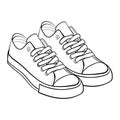 Shoes sneaker outline drawing vector, Sneakers drawn in a sketch style, black line sneaker trainers template outline, vector Illus