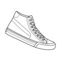 Shoes sneaker outline drawing vector, Sneakers drawn in a sketch style, black line sneaker trainers template outline, vector Illus