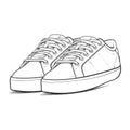 Shoes sneaker outline drawing vector, Sneakers drawn in a sketch style, black line sneaker trainers template outline, vector Illu