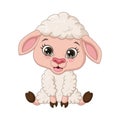 Cute baby lamb cartoon sitting