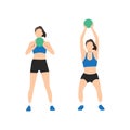 Woman doing Overhead ball squats exercise.