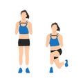 Woman doing Dumbbell curtsy lunge exercise.