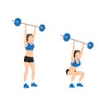 Woman doing Barbell overhead press exercise.