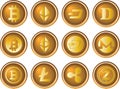 Set of cripto currency gold logo, dogecoin, Siacoin, Nem, IOTA, BitConnect, Gnosis, Bytecoin, Dash, Litecoin, Augur, Monero, Nem