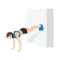 Woman doing Wall push ups exercise.