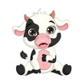 Cute little cow cartoon sitting Royalty Free Stock Photo