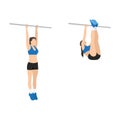 Woman doing Hanging leg raises to bar exercise