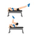 Woman doing Reverse bench crunches exercise.