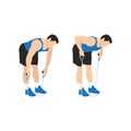 Man doing Resistance band bent over rows exercise. Royalty Free Stock Photo
