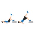 Man doing Bosu ball single leg bridge. hip thrusts. Royalty Free Stock Photo