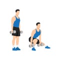 Man doing Dumbbell side lunges. Lateral lunges exercise.