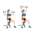 Woman doing Dumbbell overhead shoulder press exercise.