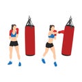 Woman doing Boxing with a punching bag exercise.