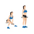 Woman doing Dumbbell side lunges. Lateral lunges exercise.