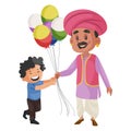 Vector Graphic Illustration of Balloon Seller Royalty Free Stock Photo