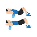 Man doing Foam roller upper back stretch exercise.