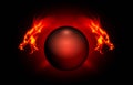 Crystal ball with two dragons fire head fantasy. Royalty Free Stock Photo