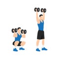 Dumbbell squat thrusters. squat to overhead press exercise Royalty Free Stock Photo