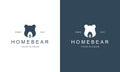 Creative bear house bear home logo hipster retro vintage